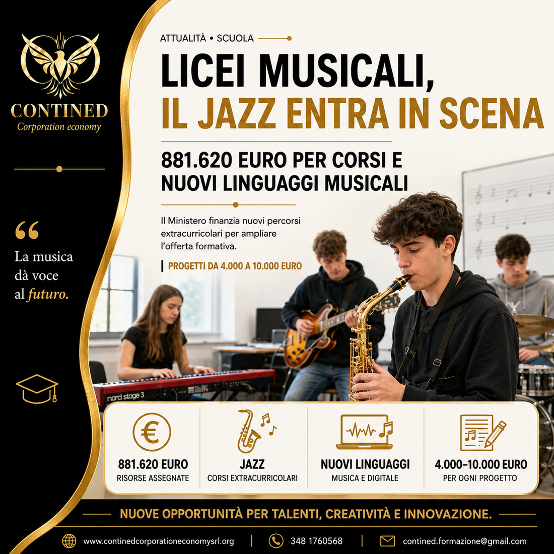 Licei musicali, nuove risorse per il jazz: 881.620 euro per laboratori e creatività digitale