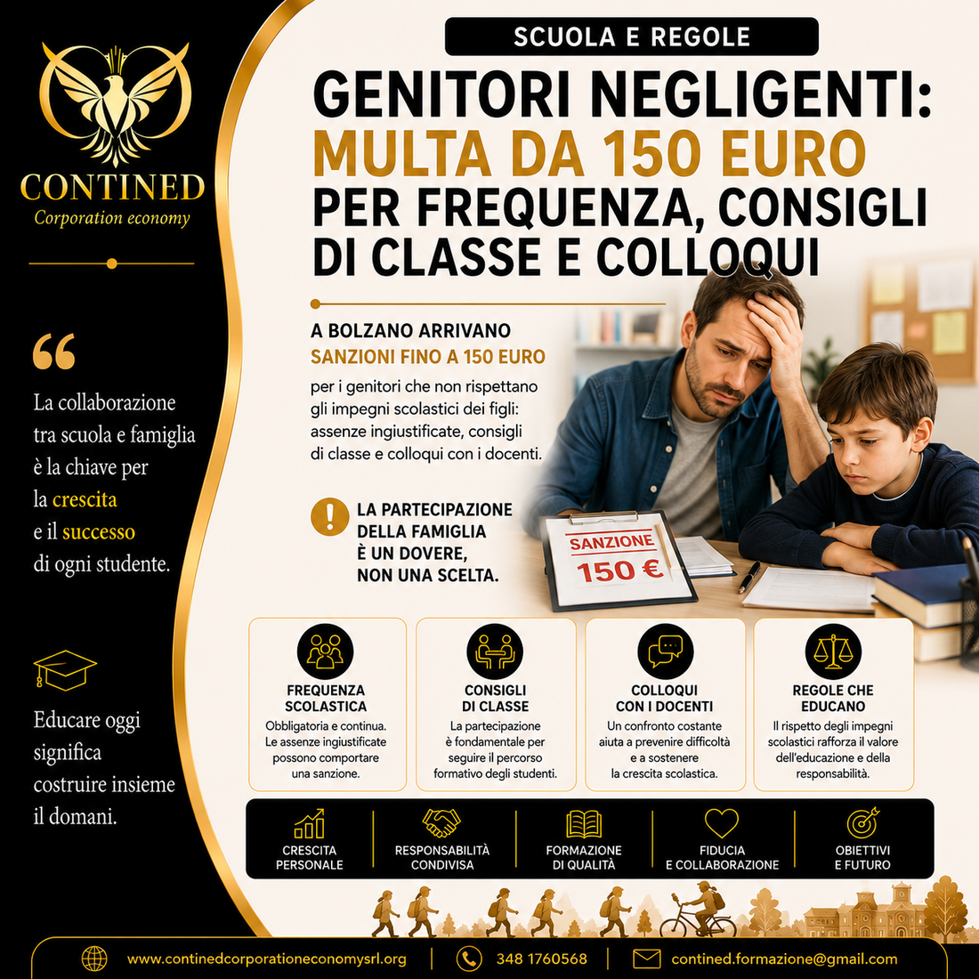Scuola, a Bolzano multe fino a 150 euro per i genitori che trascurano gli impegni scolastici