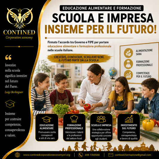 Educazione alimentare a scuola, accordo Governo-FIPE: più formazione e nuove opportunità per gli studenti