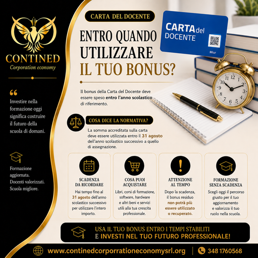 Carta del Docente: entro quando utilizzare il bonus? Scadenze, regole e cosa sapere