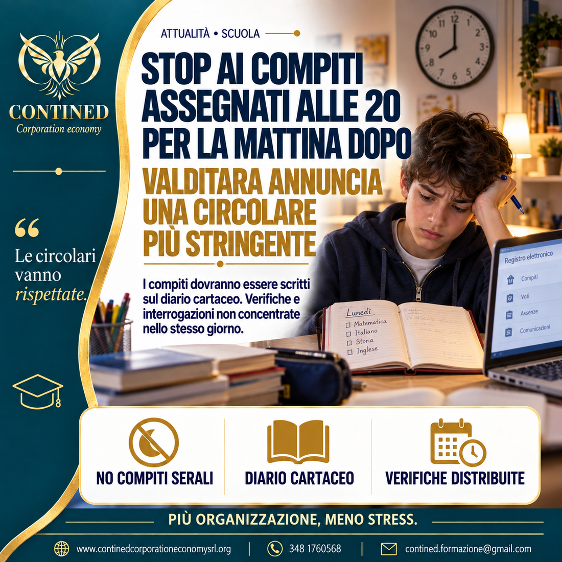 Compiti assegnati alle 20 per il giorno dopo: Valditara annuncia una circolare più stringente