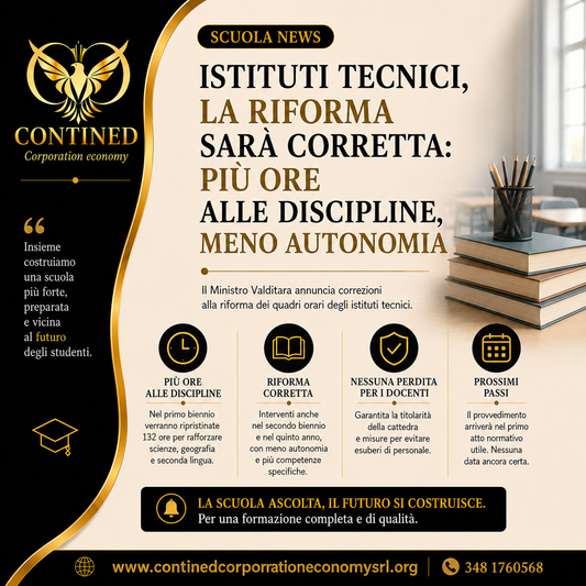 Riforma Istituti Tecnici 2026: il MIM corregge i quadri orari, più ore alle discipline