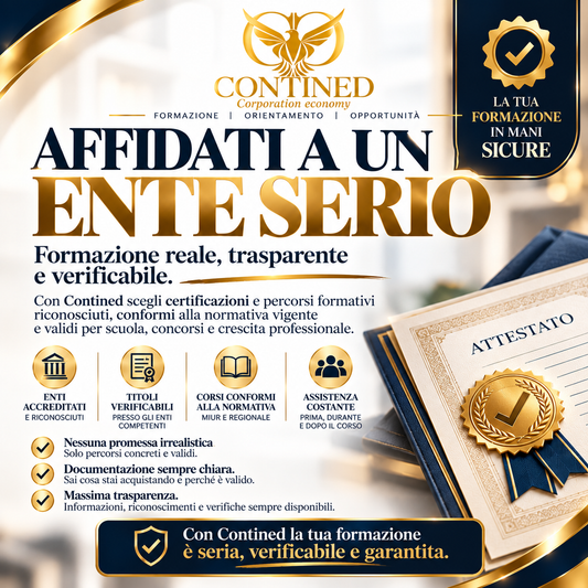 Affidati ad un ente serio - Contined Corporation Economy, formazione trasparente, verificabile e professionale