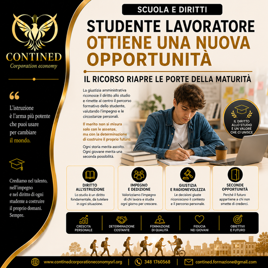 Studente lavoratore riammesso alla maturità: il ricorso riapre le porte all’Esame di Stato