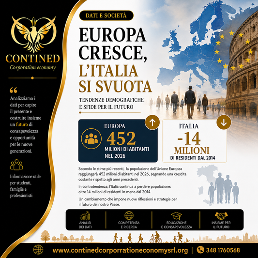 Popolazione europea in crescita nel 2026, l’Italia perde oltre 1,4 milioni di residenti
