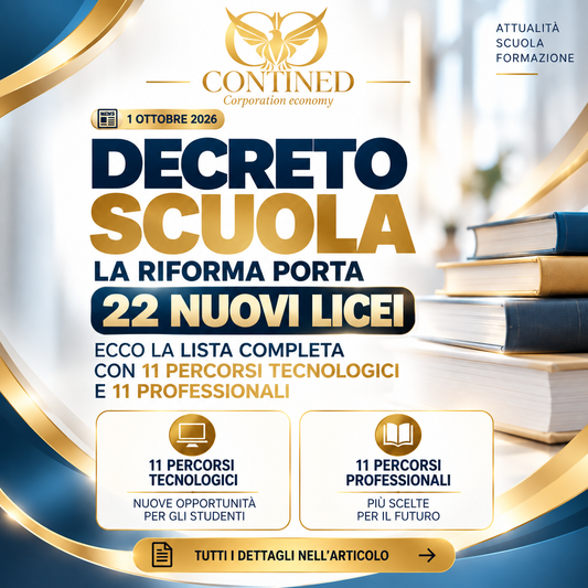 Decreto Scuola 2026: 22 nuovi percorsi, 11 licei tecnologici e 11 licei professionali.