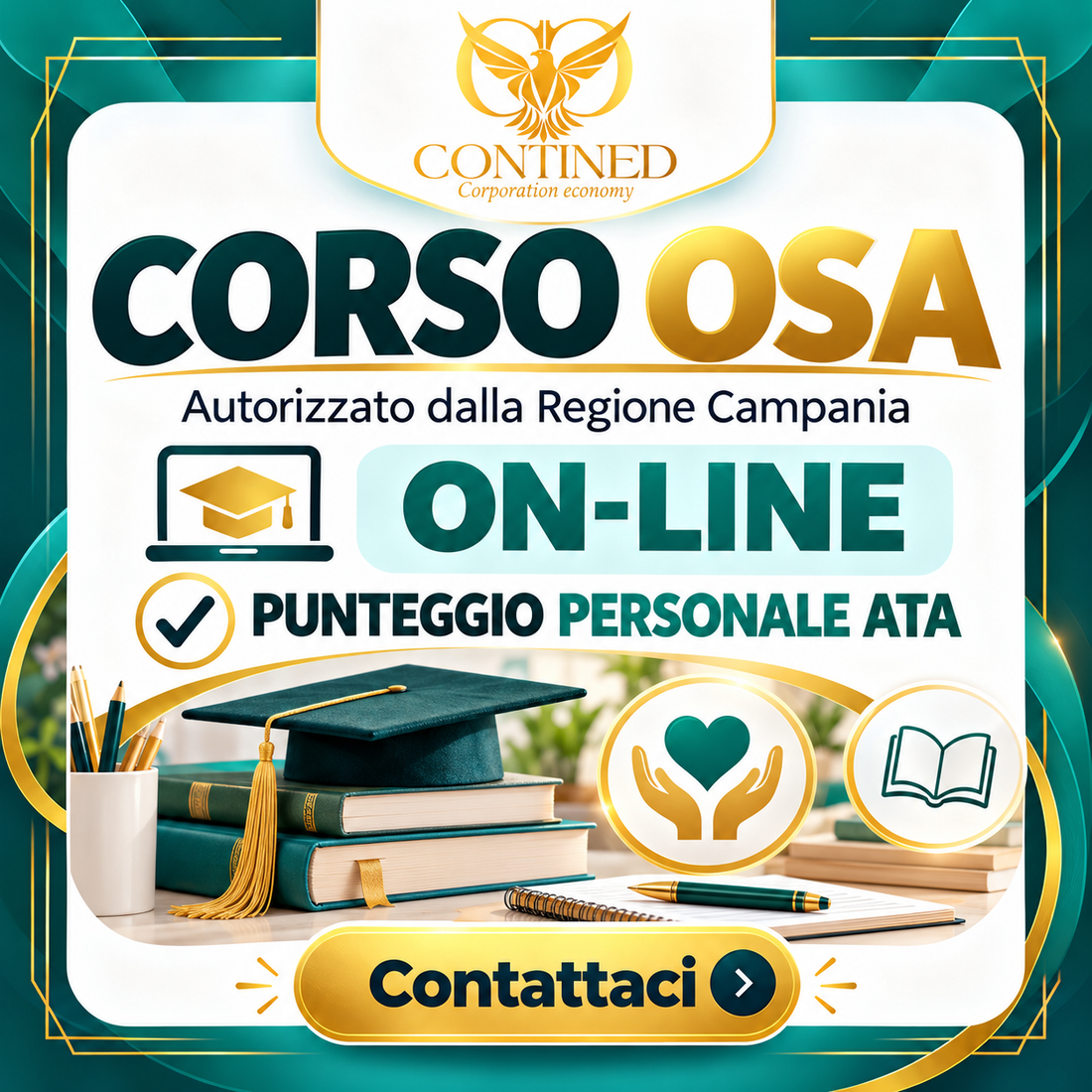 Corso OSA 300 ore Contined Corporation Economy, qualifica professionale Operatore Socio Assistenziale e fino a 1 punto nelle Graduatorie ATA.