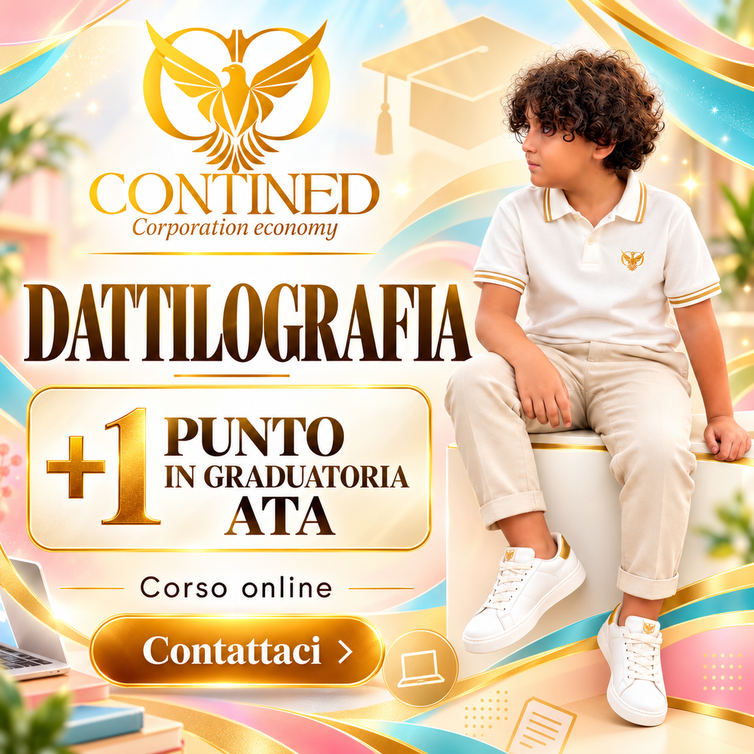 Corso online di Dattilografia Contined Corporation Economy, attestato valutabile 1 punto nelle graduatorie ATA per il profilo di Assistente Amministrativo secondo i requisiti ministeriali.