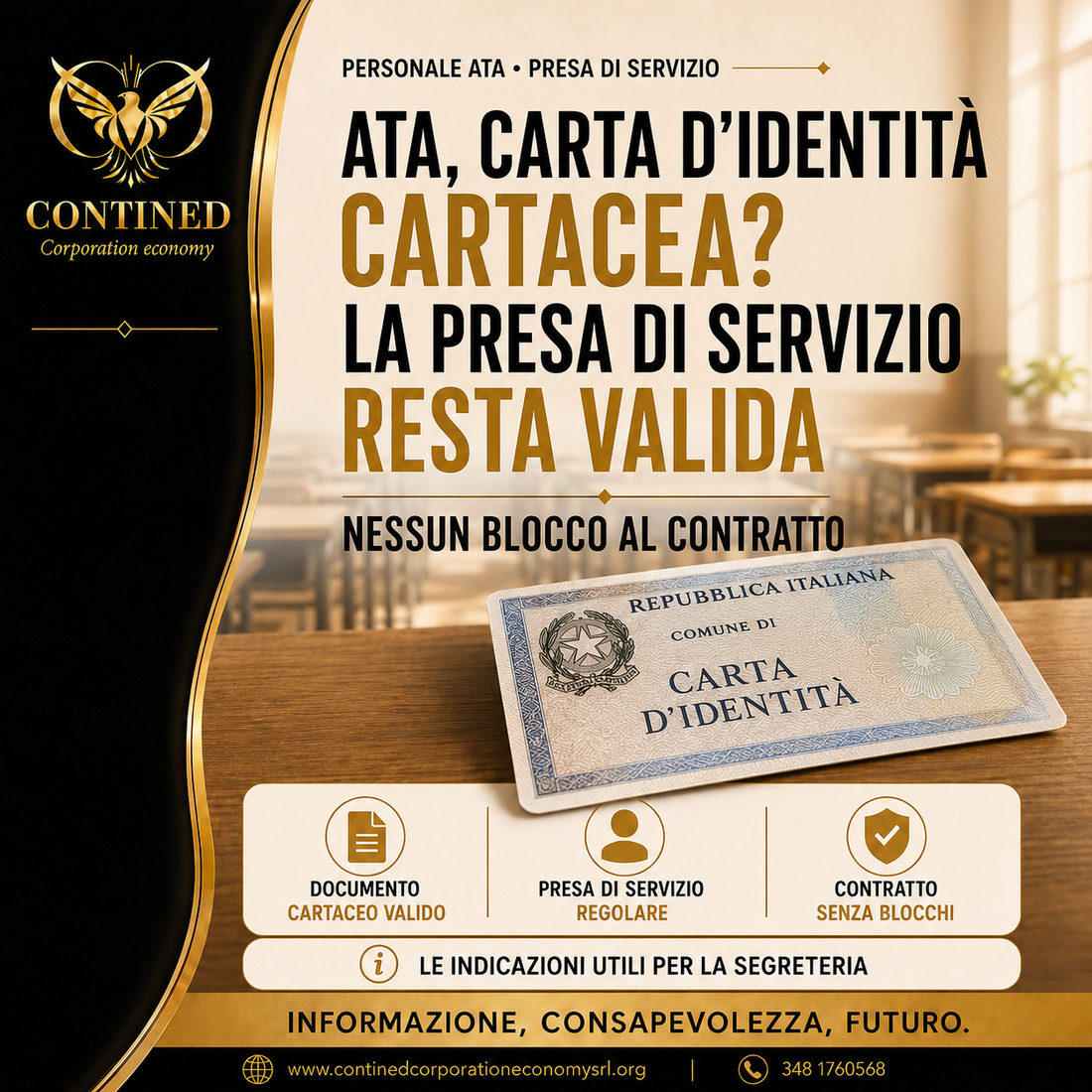 Presa di servizio ATA con carta d’identità cartacea: nessun blocco al contratto