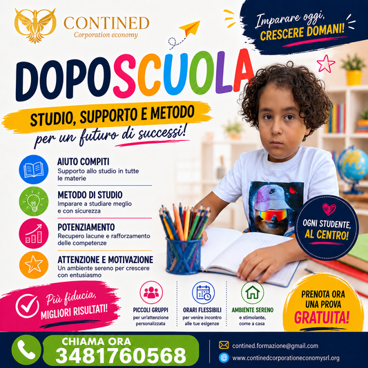 Doposcuola Contined: studio, supporto e metodo per crescere