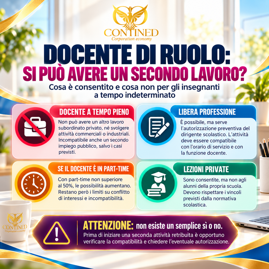 Docente di ruolo e secondo lavoro: cosa è consentito, incompatibilità e autorizzazioni