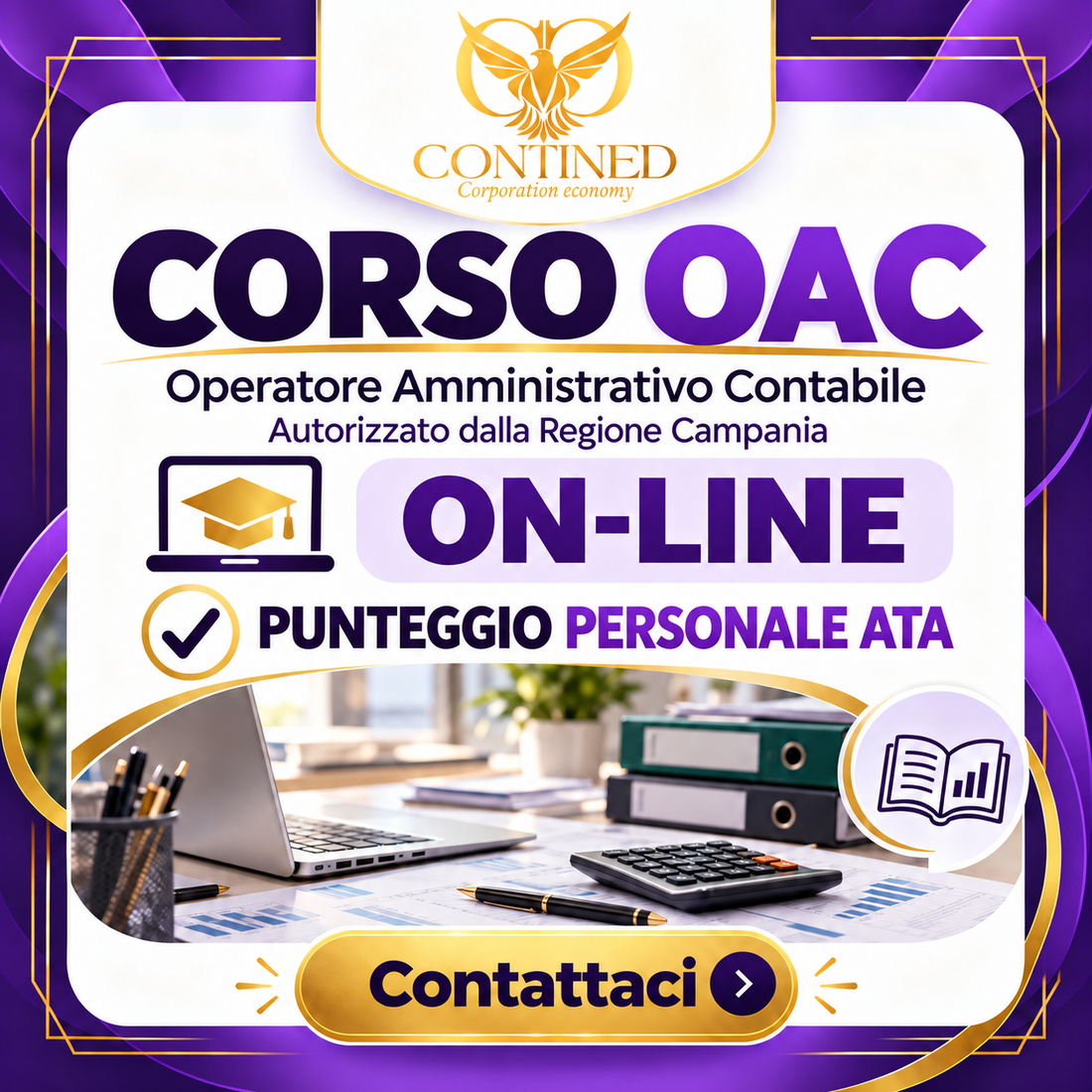 Corso OAC Operatore Amministrativo Contabile 300 ore con 1,5 punti nelle graduatorie ATA per Assistente Amministrativo – Contined Corporation Economy