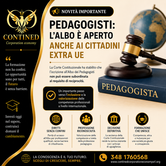 Albo dei pedagogisti: la Consulta elimina il requisito di reciprocità per i cittadini extra UE