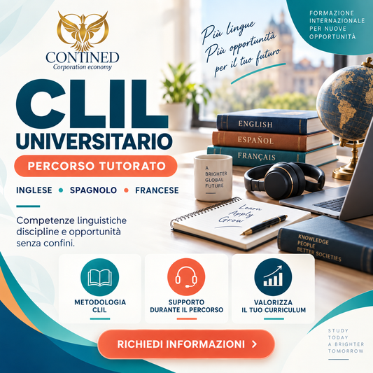 CLIL Universitario Contined con percorso tutorato in inglese, spagnolo e francese per formazione e valorizzazione del curriculum