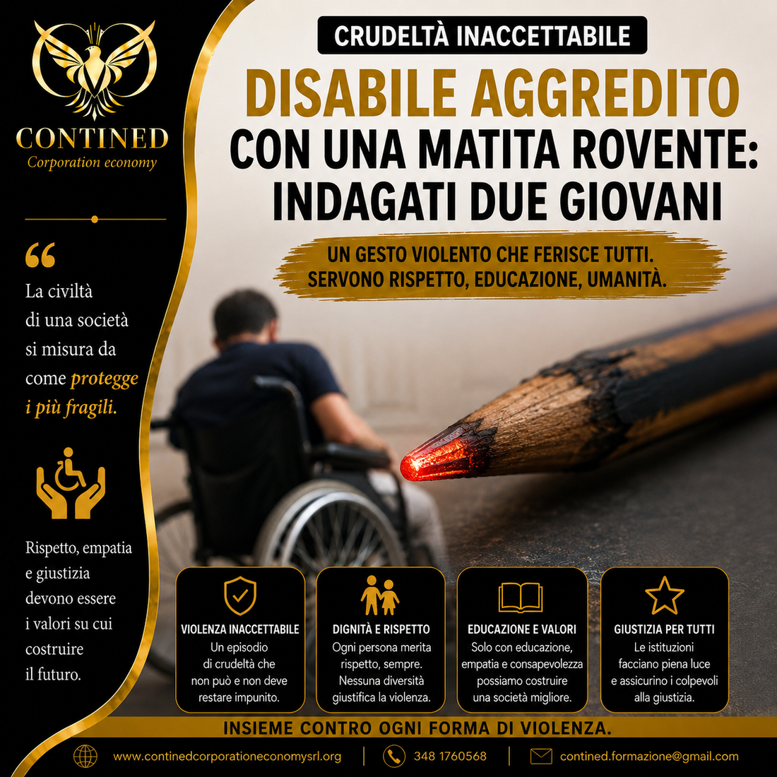 Disabile aggredito e ferito con una matita arroventata: indagati due minorenni