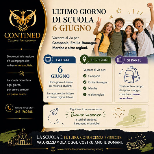 Ultimo giorno di scuola 2026: il 6 giugno si chiude l’anno scolastico in Campania, Emilia-Romagna, Marche e Veneto